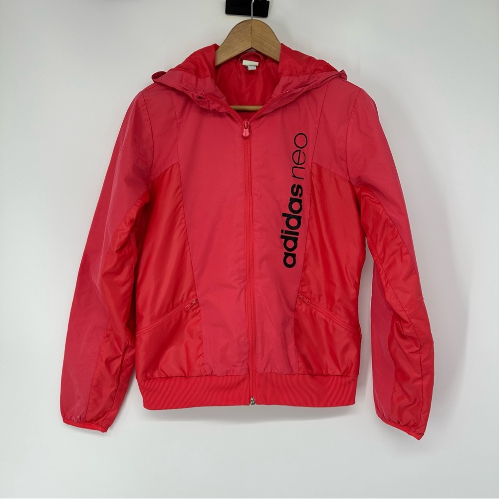 Adidas Neo Red Hooded Full Zip Light Jacket Size M